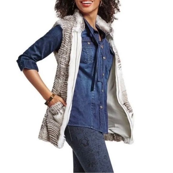 Cabi Womens Sz XS Blue Tie Neck Chambray Denim Button Front Shirt Top Blouse - Picture 12 of 16